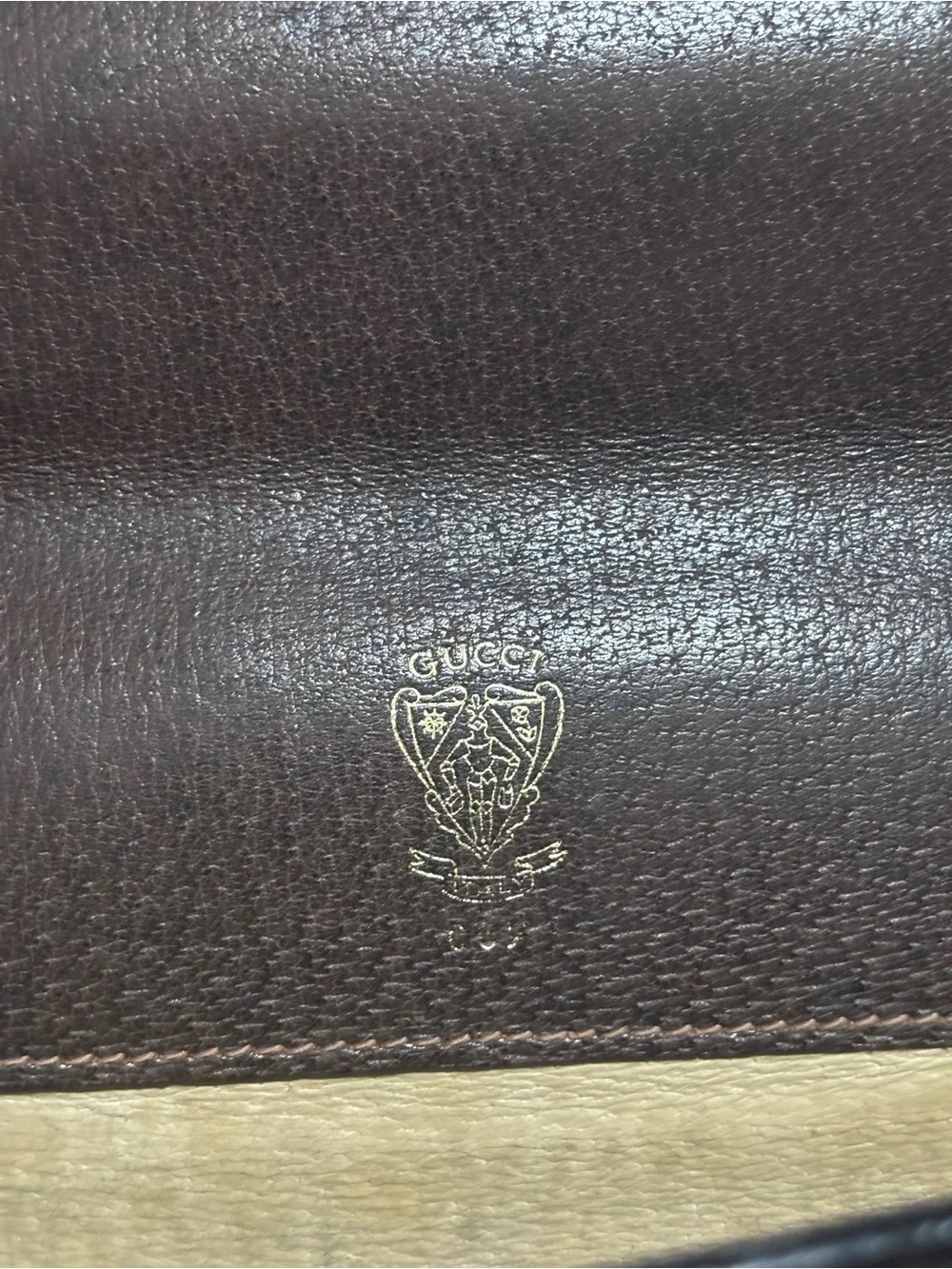 Vintage 1960s Gucci Brown Monogram Briefcase with Brown Leather Trim & Lock Key